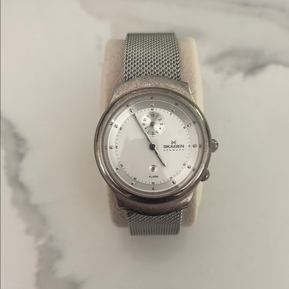 Skagen Silver Mesh Watch with Minimalist Dial